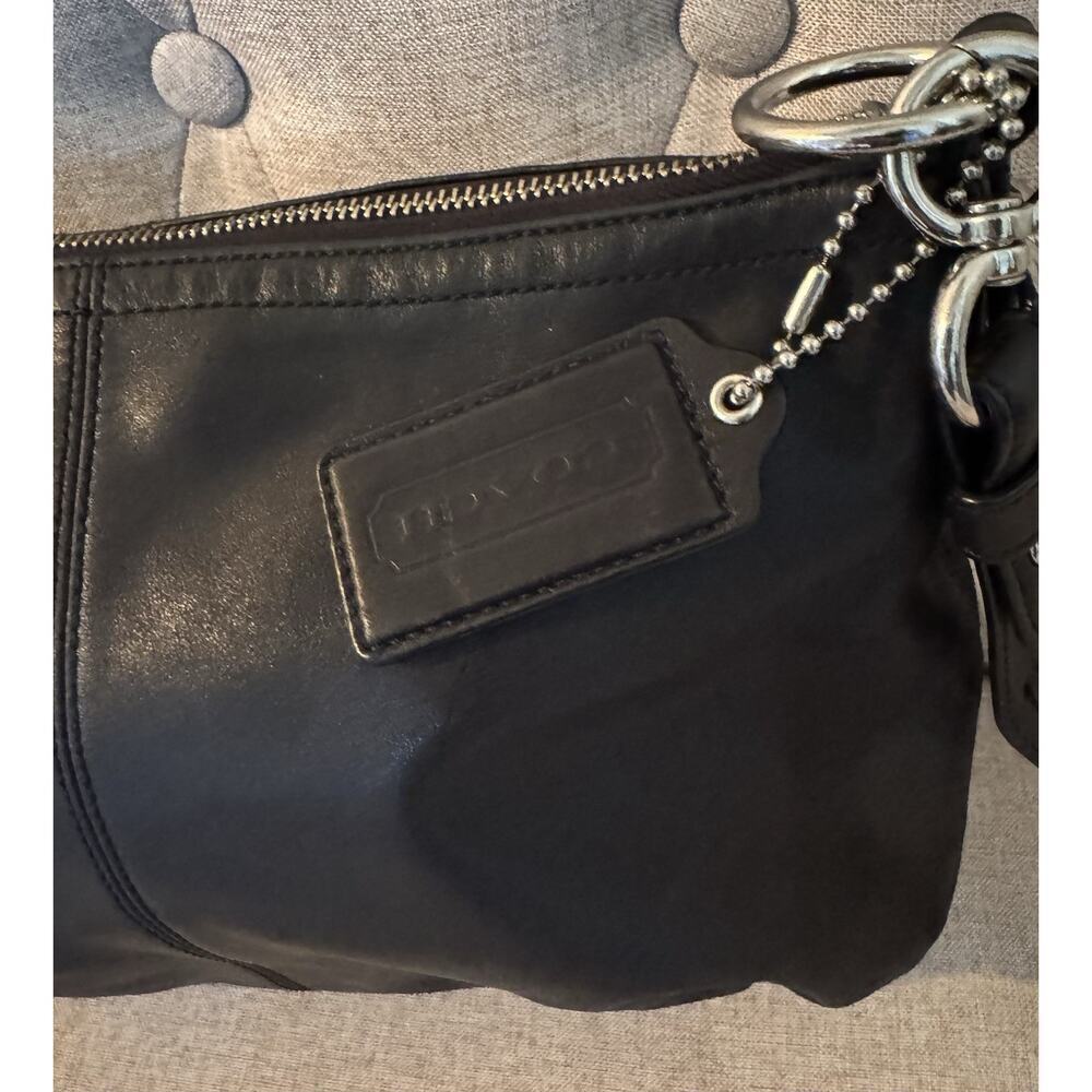 Coach Mia Satchel 15729 Black Leather Silver Hardware Purple Lining - Picture 2 of 13